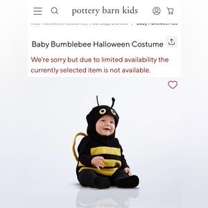 Pottery Barn Kids Bumblebee Costume - Black and Yellow